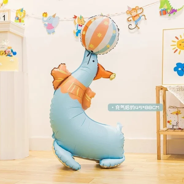 Set Of 5 Circus Animal Standing Foil Balloon